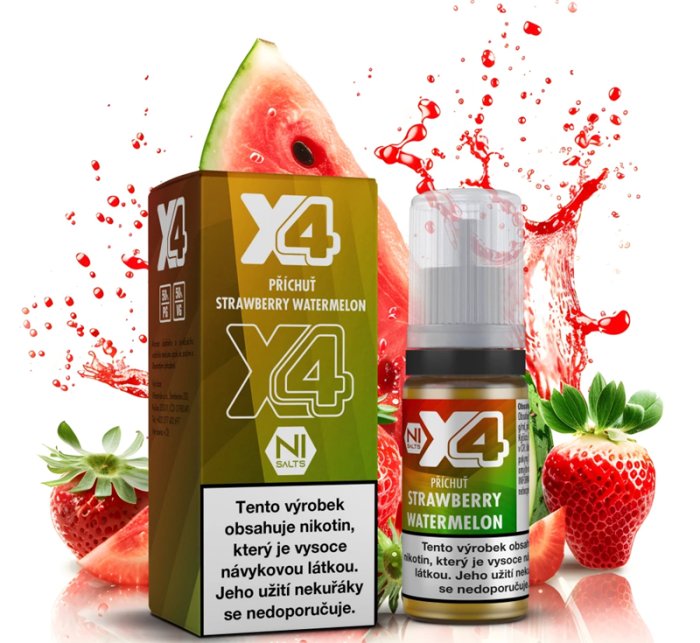Liquid X4 Bar Juice - Jahoda a meloun (Strawberry Watermelon) 10ml - 20mg