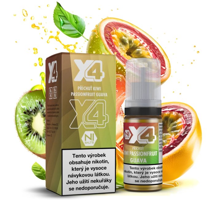 Liquid X4 Bar Juice - Kiwi, marakuja a guava (Kiwi Passionfruit Guava) 10ml - 20mg
