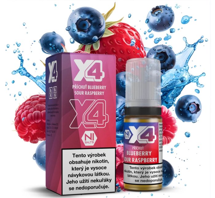 Liquid X4 Bar Juice - Borůvka a malina (Blue Sour Raspberry) 10ml - 20mg