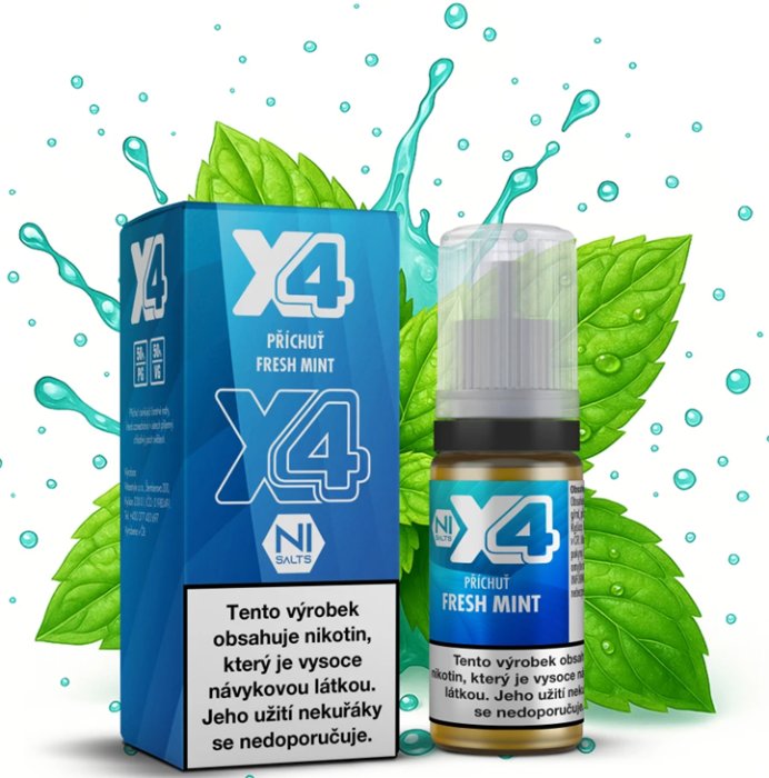 Liquid X4 Bar Juice - Čerstvá máta (Fresh Mint) 10ml - 20mg Liquid X4 Bar Juice - Čerstvá máta (Fresh Mint) 10ml - 20mg