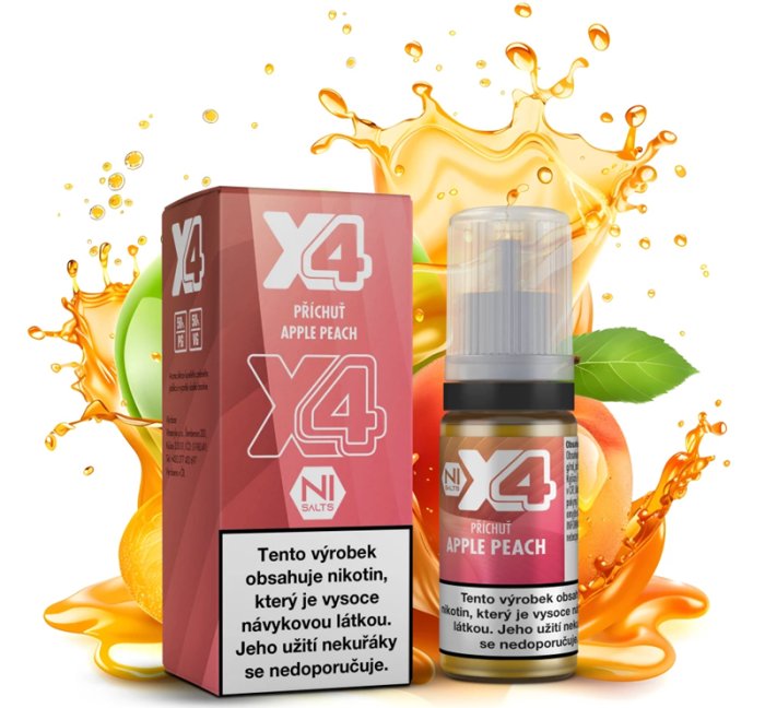 Liquid X4 Bar Juice - Jablko a broskev (Apple Peach) 10ml - 20mg