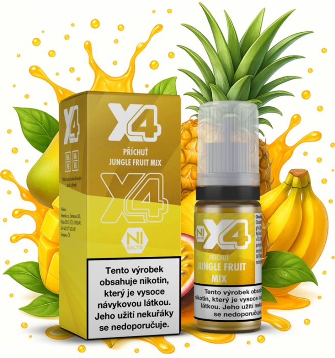 Liquid X4 Bar Juice - Tropic ovoce ( Jungle Fruit Mix) 10ml - 20mg Liquid X4 Bar Juice - Tropic ovoce ( Jungle Fruit Mix) 10ml - 20mg