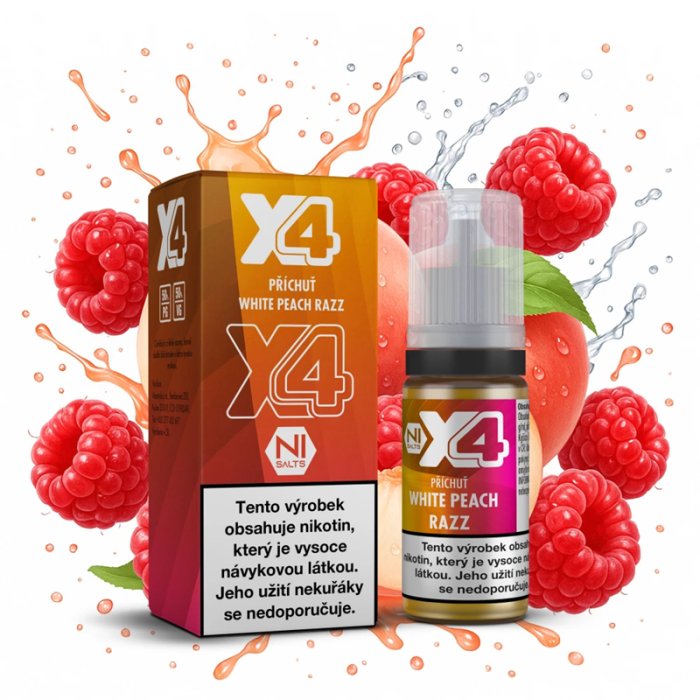 Liquid X4 Bar Juice - Broskev a malina (White Peach Razz) 10ml - 20mg